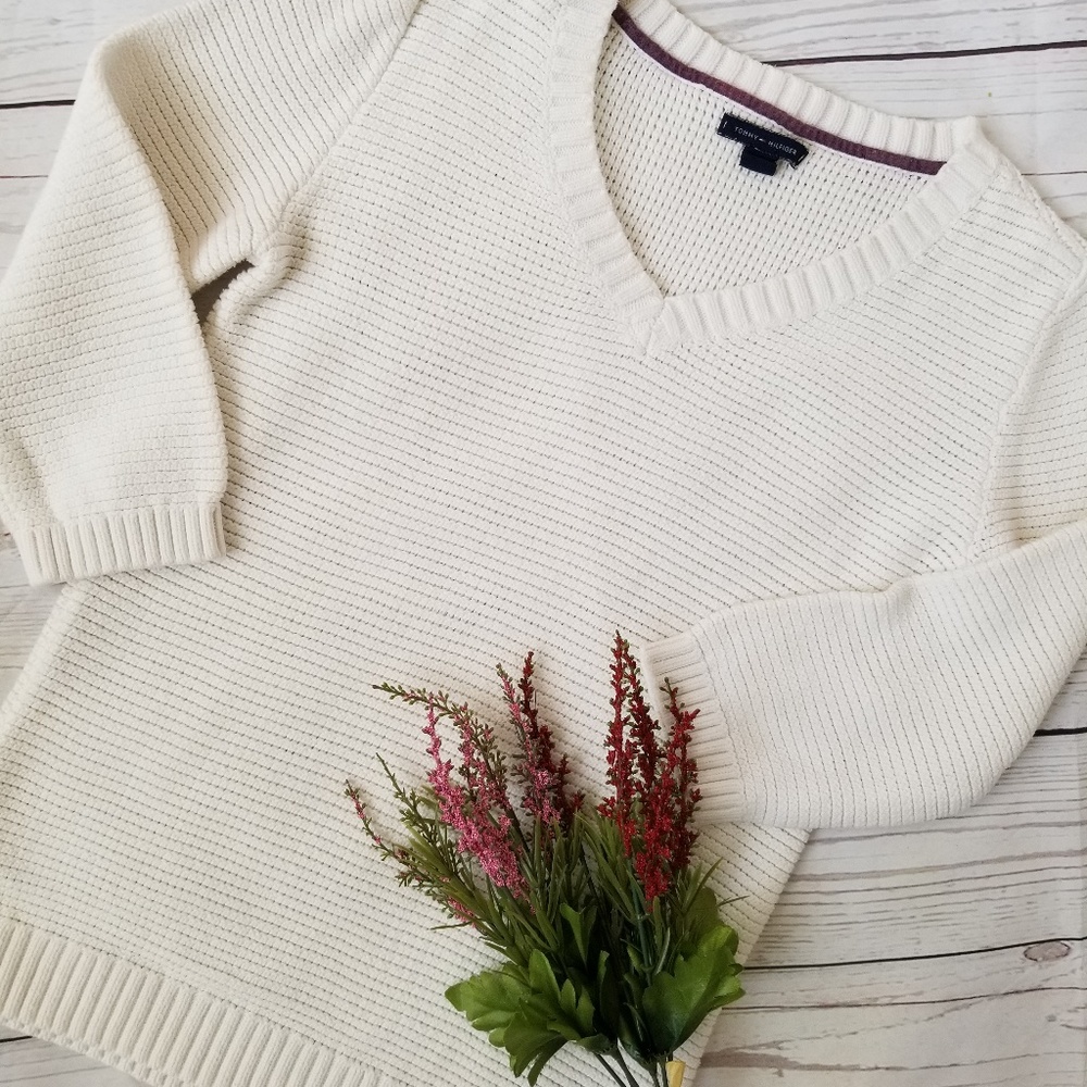 2 for $20 Tommy Hilfiger Cream Vneck Sweater